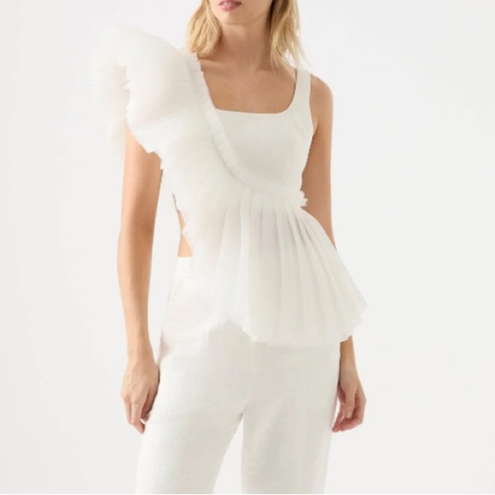 Aje orbit sculptural pleated top